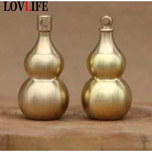 Mini Portable Brass Gourd Chinese Traditional Decoration Ornament Statue Copper Keychain Pendant Home Desk Decor Toy Gifts