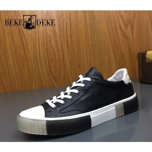 2021 Mens New Genuine Leather Breathable Vintage Round Toe Low-Top Fashion Male Concise Casual Shoes Korean Style Spliced