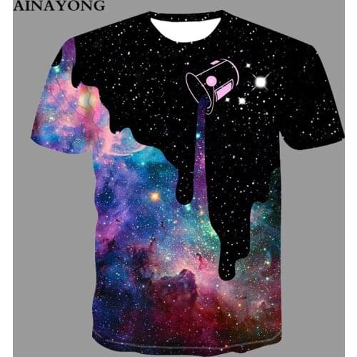 2021 Summer Trend Mens T-shirt Comic Smiley Starry Sky Print Tee Tops Fashion O-Neck Breathable Short Sleeve Shirt Plus Size