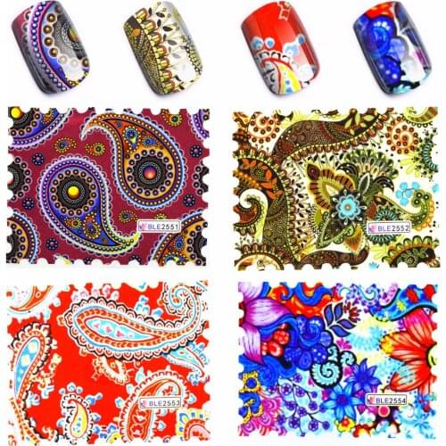 4 Sheets Vines Pattern Water Decal Elegant Floral Nail Watermark Sticker Manicure Nail Art Transfer Sticker