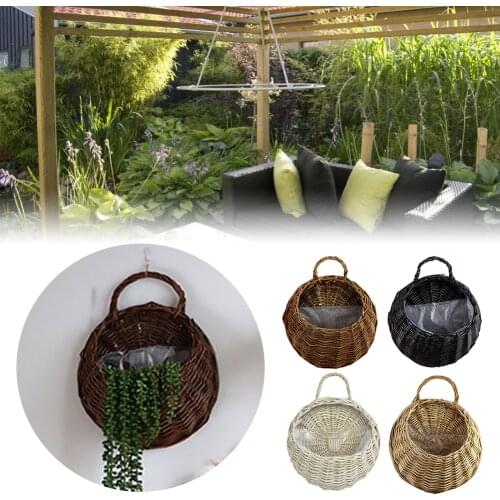 4 Colors Flower Planter Wall-mounted Flower Basket Large Size Handmade Hanging Rustic Flower Pot Nest Garden Vine Pot Plants Hol