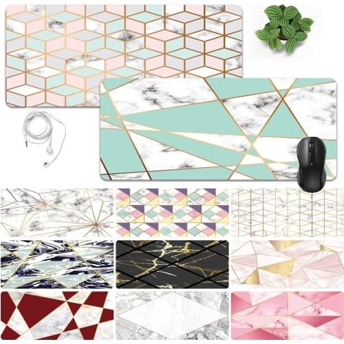 Anti-slip Waterproof PU Leather Computer Mouse-pad Smooth Game Laptop Mouse Pad Geometry Pattern Large Mouse Mat