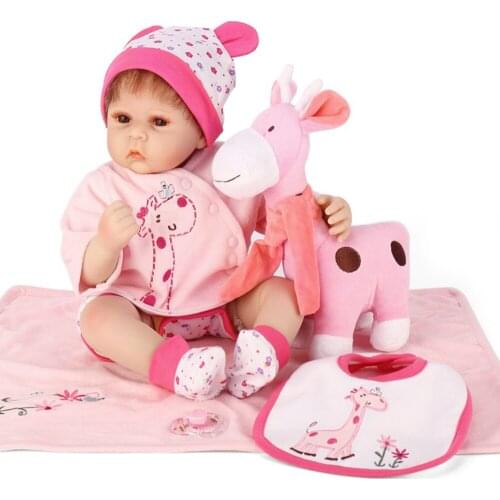 Reborn bebe alive dolls 50cm Pink giraffe set silicone reborn baby dolls toys for children gift bebes reborn menina bonecas