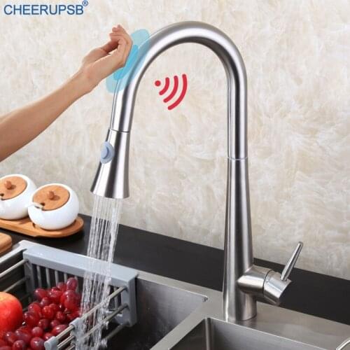 Touch Kitchen Faucets Smart Sensor Stream Sprayer Mixer Deck Mounted Hot Cold Water Faucet Stainless Steel Induction Taps Grifos
