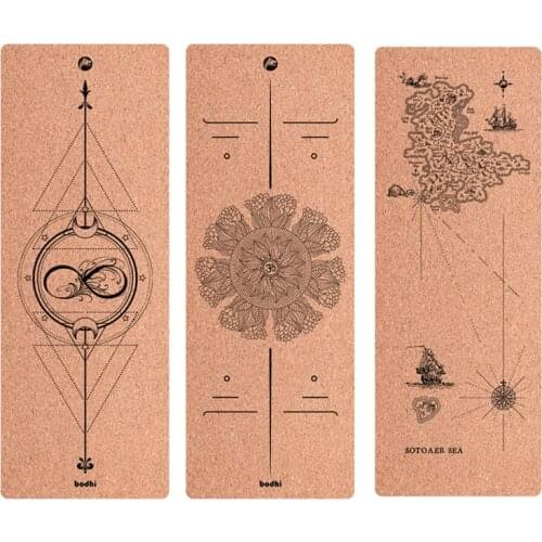 TPE+Cork Non-slip Yoga Mat Fitness Mats Position Line Eco-friendly Natural Cork Yoga Mattress Pilates Mat Exercise Training Mats