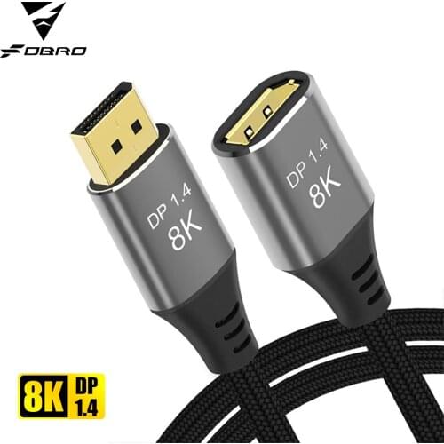 Fdbro The New Dp1.4 8K@60Hz Male-To-Female Aluminum Shell Assembly Welding Extension Cable Braided Net Suitable for Computers Tv