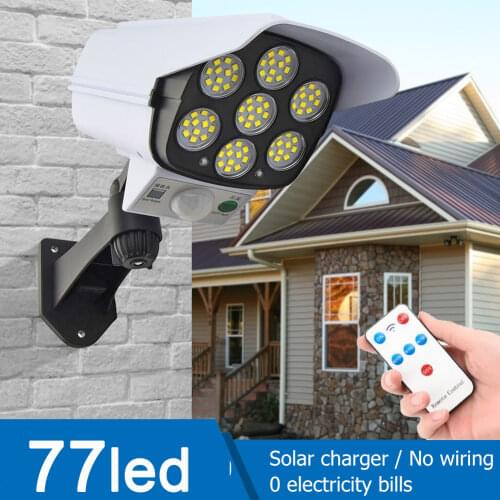 Remote Control Upgraded 77 LED Solar Wall Lamp Powerful PIR Motion Sensor IP65 Outdoor Waterproof Street Wall Garden Lights