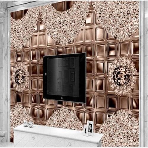 Wellyu Custom large - scale murals brown diamonds European 3D stereoscopic jewelry background wallpaper non - woven wallpaper