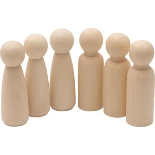 10pcs 90mm Unfinished Wood Boy/Girl Peg Doll Natural Wooden DIY Craft Graffiti Unfinished Solid Wood DIY Craft