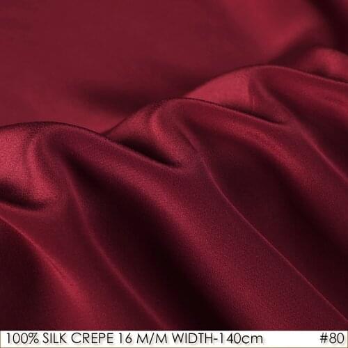 100% SILK CREPE DE CHINE 140cm width 16momme Natural Silk Dress Childrens fabric Purplish Red NO80