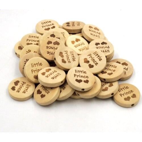 100pcs laser engrave bead little prince jewelry accessory wood slice natural 20mm 2 sided EA99
