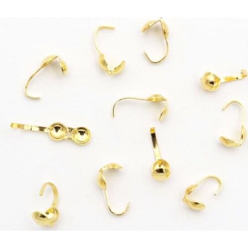 100pcs Rose Gold Silver Color Loops Ball Chain End Crimp Beads Connector for Diy Jewelry Making Finding Accessories Wholesale