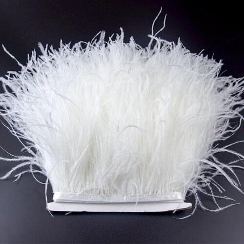 13-18CM 2Ply White Ostrich Feathers Trim Fringe Wedding Dress Sewing Accessory Carnival Clothes Decoration Plumes Ribbon Crafts