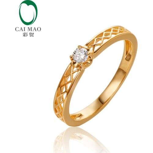 14K Yellow Gold 0.10ct H SI Diamond Engagement Ring For Women