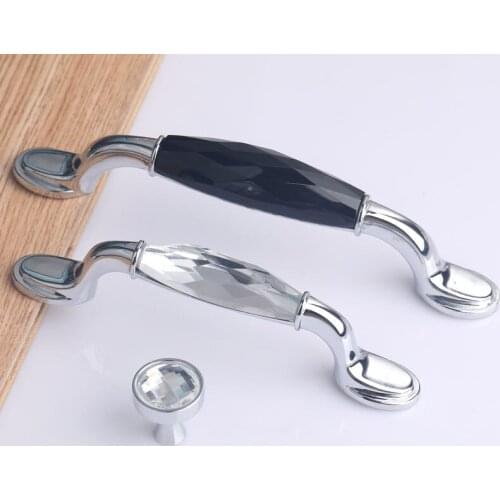 Free shipping 128mm fashion deluxe furniture handle Glass clear crystal kitchen cabinet pull 5"silver chrome dresser door handle