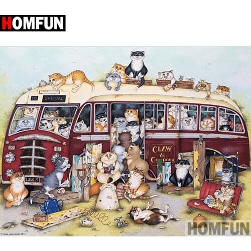 HOMFUN Full Square/Round Drill 5D DIY Diamond Painting "Cartoon cat" Embroidery Cross Stitch 5D Home A08305
