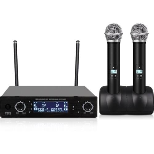 Wireless microphone UHF professional KTV handheld microphone charging seat infrared pair frequency head wear collar clip