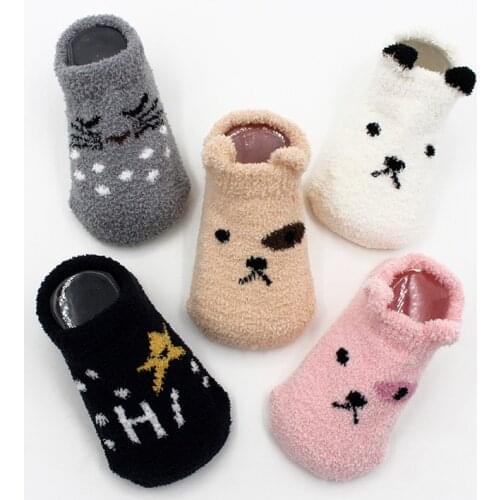 Coral Fleece Non-slip Baby Socks Autumn Thicken Winter Socks Warm Toddler Boy Baby Girls Floor Socks Infant Clothing Accessories