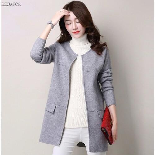 5 Colors Long Cardigan Women Autumn Winter Sweaters With Pockets O-Neck Open Jacket Coat Fashion Female Knitted Cardigan
