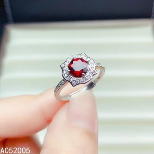 KJJEAXCMY fine jewelry 925 sterling silver inlaid natural Garnet new Female adjustable ring luxury Support test with box