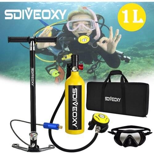 1L Mini Diving Equipment Set Underwater Oxygen Cylinder Snorkeling Respirator Diving Air Storage Tank 6 in 1 Diving Set