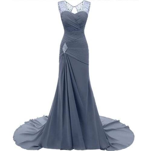 Colorful Chiffon Sweetheart Sleeveless Mermaid Open Back Party Dresses Women Evening Women