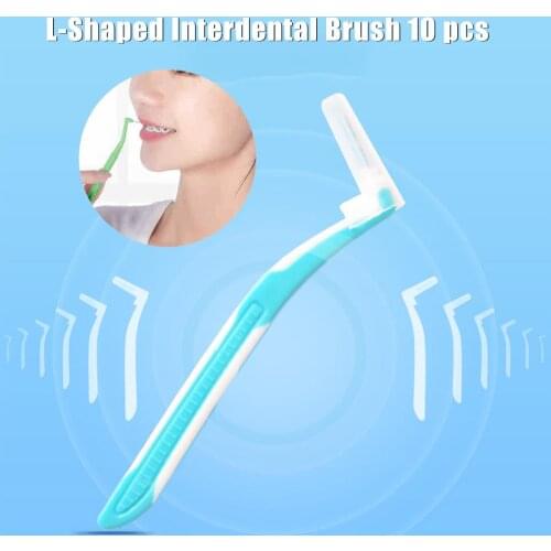 10 PCS/Box Interdental Brush Cleaning Tooth Gap Orthodontic Type L-Shaped Interdental Brushes Oral Teeth Care For Adults