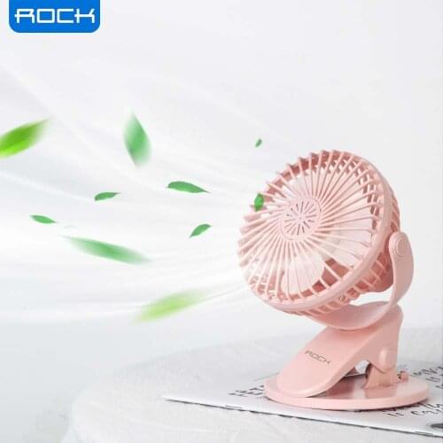ROCK Mini Desktop Fan Air Supply 1200mAh Clamped USB Charging Fan Low Noise 3 Gear Purifies Air Cooling Fan For Office Bedroom