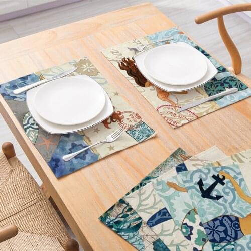Marine Life Table Mat Waterproof Heat Insulation Cup Pad Room Decor Aesthetic Home Tablecloth Dinning Kitchen Accessories