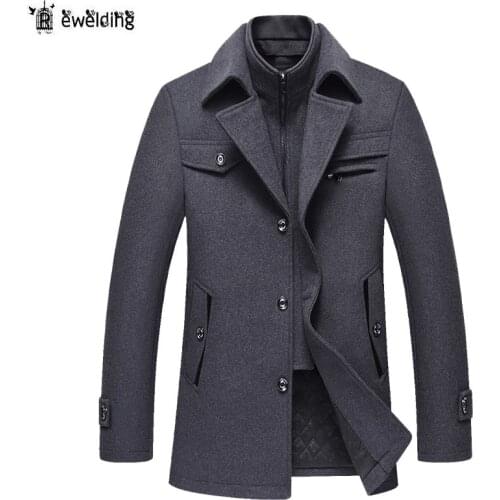Men Autumn Winter Wool Coat Mens New Fashion Warm Thick Comfortable Wool Blends Woolen Pea Coat Male Trench Coat Overcoat