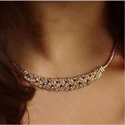N080 Wedding bridal jewelry Fashion Star Design Twist Crystal alloy Chokers Necklace Female charm Valentines Day Gift