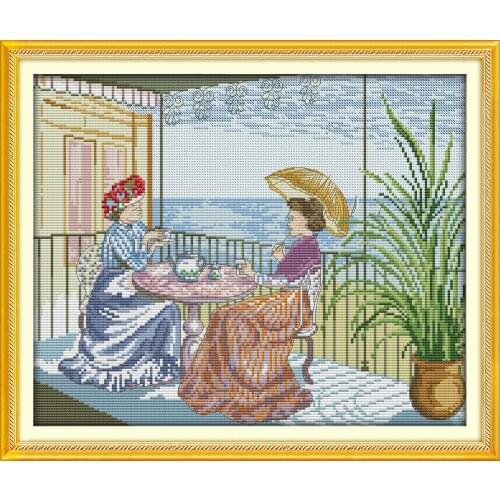 Afternoon tea cross stitch kit DIY hand embroidery set craft handmade needlework cross-stitching DMC color Dreamfounder