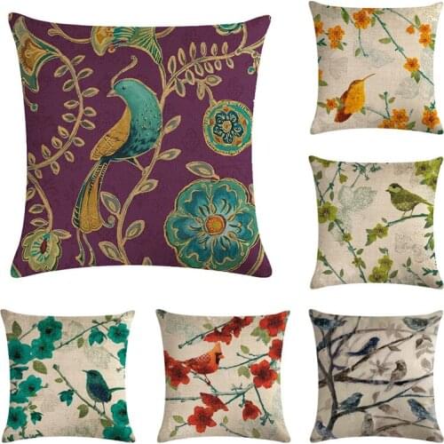 Cushion Cover Home Sweet Pillow Case Cotton Linen Art Paintings Flower Cushion Sofa Bedroom Decorative Pillow Cover