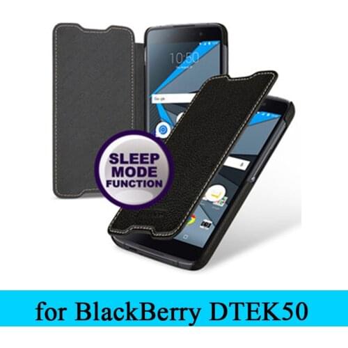 Newest Luxury Brand 100% Genuine Leather Cow Flip Case Cover for Blackberry DTEK50+Free Gift