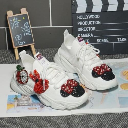 2021 new heavy industry fashion brand sports casual shoes women white low-top stretch knit socks shoes