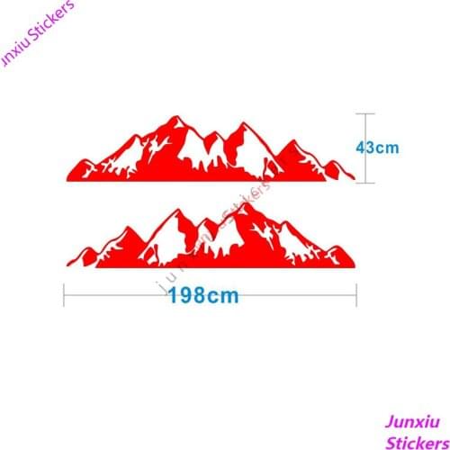 New Hot Sell 2x Black/white/red/Reflective Silver Snow Mountain Sticker KK Vinyl Decal for JDM SUV RV VAN Mountain