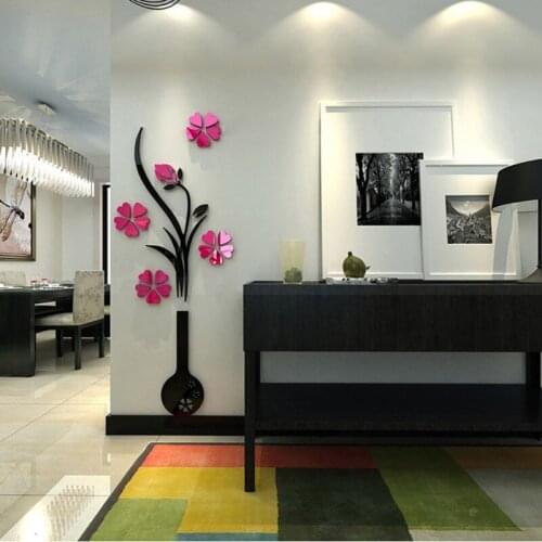 New Tree Butterfly Crystal Plum Blossom Living Room Entrance Background Wall 3D Acrylic Wall Stickers For Room Home Decoration K