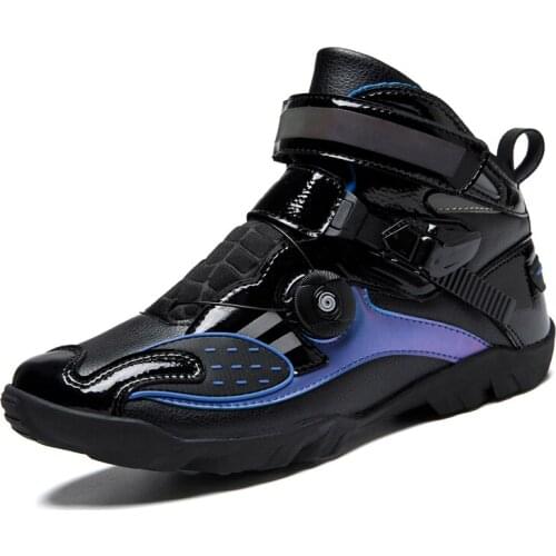 New Motorcycle Boots Mid-cut Self-Locking Cycling Shoes Bike Bicycle Shoes Motorboats for Motocross Men Racing Bota Moto Zapatos