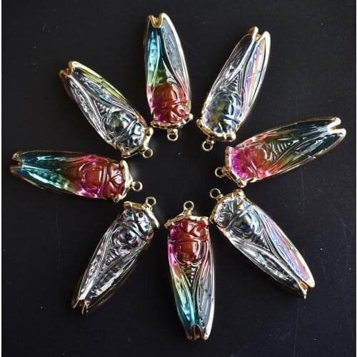 Wholesale 4pcs/lot Fashion good quality crystal cicada shape Pendants for Necklace jewelry making free shipping