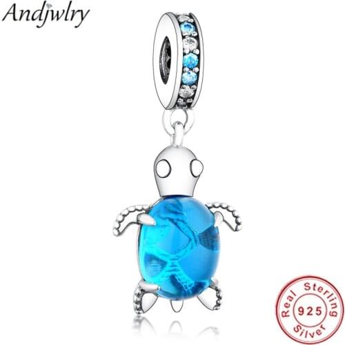 Fit Original Charms Bracelets 925 Silver Pendant Murano Glass Sea Turtle Dangle Charm Beads DIY Jewelry Berloque
