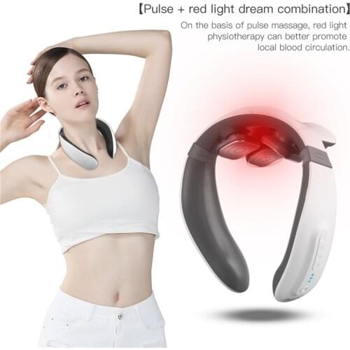 Red light physiotherapy Neck massage hot compress Pulse Massager Kneading Cervical Vertebra Relax Pain Relief Massage Machine