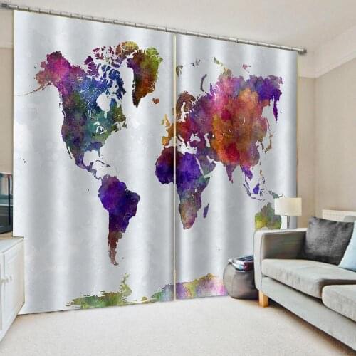 Customized size Luxury Blackout 3D Window Curtains color map curtains 3d stereoscopic curtains