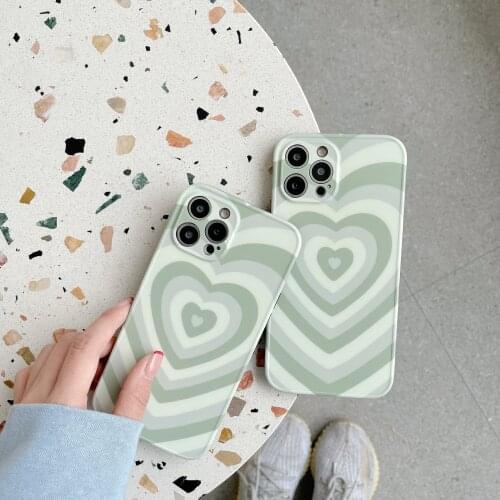 12 Pro Case Cute Matcha Hearts Wave Silicone Cases Cover for iPhone 12 Pro Max XR X XS SE 2020 7 Plus 8 Hearts 11 Pro Coque