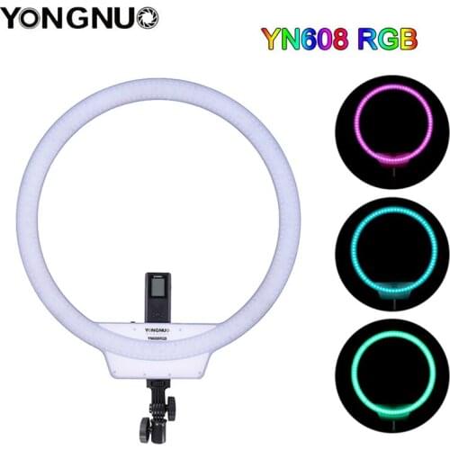 YONGNUO YN608 RGB LED Video Light Photography Video Ring Light 5500K+RGB Full Color with Remote Controller for Live Video Selfie