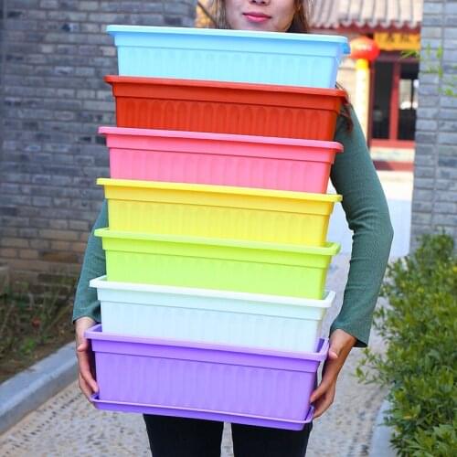 Flower Window Box PP Resin Rectangular Window Planters Vegetables Growing Container Garden Flower Plant Pot for Balcony SDF-SHIP