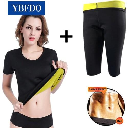 YBFDO New Body Shaper Slimming Shirt Sauna Women Waist Trainer Slim Corset Neoprene Sauna Tank Top + Pant Suits Body Shapewear