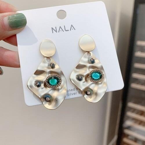 Contracted Temperament New Earrings Luxury Blue Crystal female Irregular Earrings 2020 Drop Earring