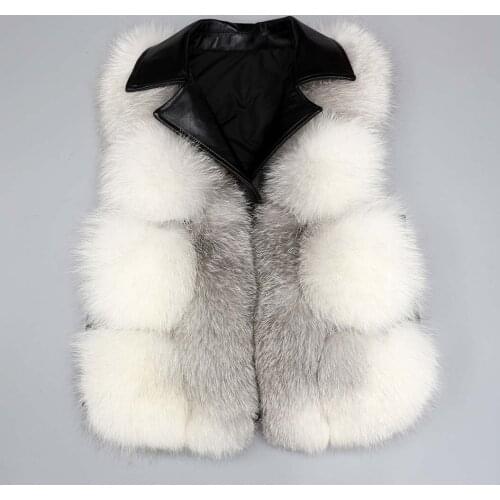 2021 Women Suit Collar Fox Fur Vest Winter Warm Fox Fur Sleeveless Coat Custom Made Xxxxxl