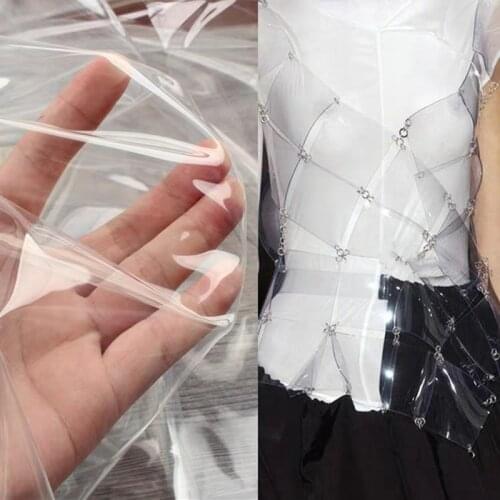 0.3mm Thick Transparent TPU Fabric PVC Fabric Waterproof DIY Raincoat Clothes Windbreaker Crystal Bags Plastic Designer Fabric