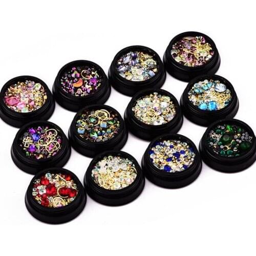 1 Box Mixed Metal Clear Crystal Flatback Nails Art Rhinestone For Decorations Beads Fit Embellishments of Fabric Garment